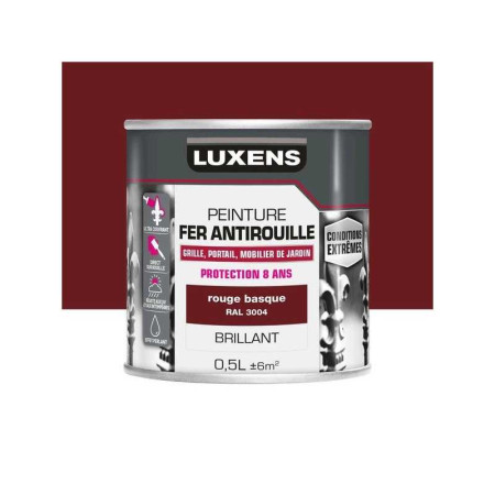 Peinture fer extérieur rouge provence glossy 0.5 L - 