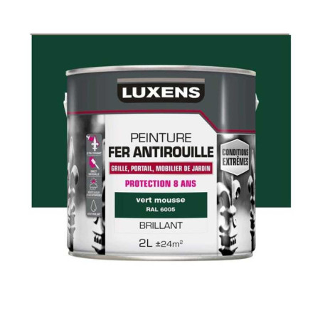 Peinture fer extérieur vert mousse brillant 2l - 