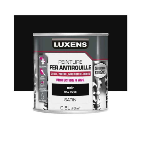 Peinture fer noir brillant 0,5l luxens