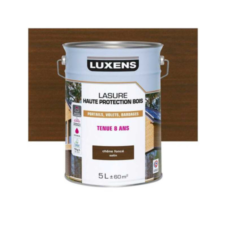 Lasure LUXENS 8 ans chêne foncé satiné 5 Litres