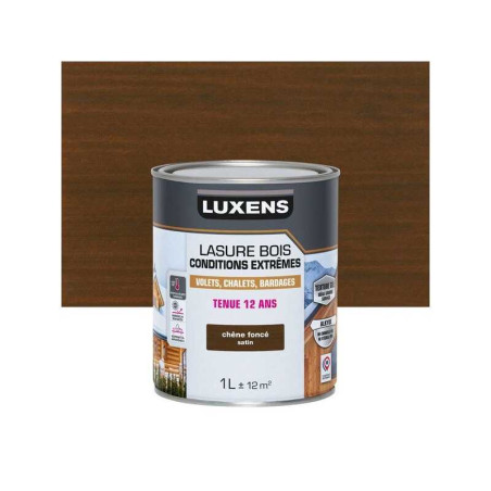 Lasure LUXENS conditions extrêmes 12 ans chêne foncé brillant 1 Litre