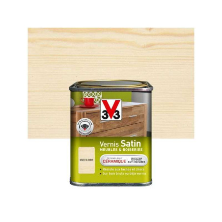 Vernis meuble et objets V33, Incolore Satiné, 0.25L