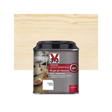 Vernis pou plan de travail Resist Activ V33, Incolore Satiné, 0.5L