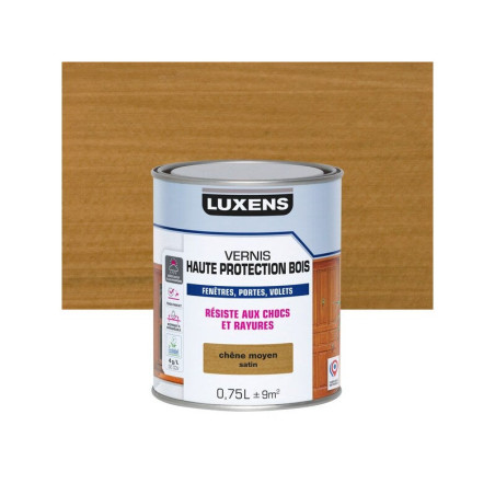 Vernis pour bois extérieur LUXENS chêne moyen satiné 0,75 Litre