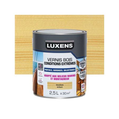 Vernis pour bois extérieur LUXENS Conditions extrà&nbsp;Âªmes incolore brillant 2.5 Litres - 