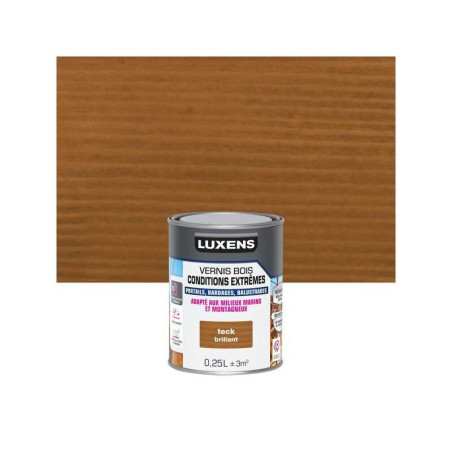 Vernis pour bois extérieur LUXENS conditions extremes teck brillant 0.25 Litre