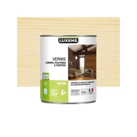 Vernis Poutre Et Lambris Satin, Luxens, Incolore Satiné, 2.5L