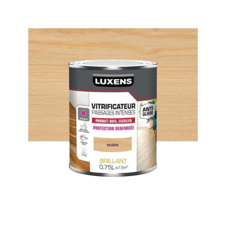 Vitrificateur parquet passages intenses LUXENS, incolore brillant, 0.75 l