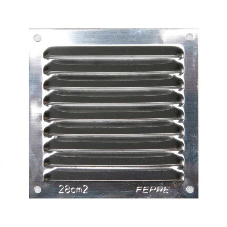 Grille d'aération acier inoxydable naturel, L.10 X L.10 cm
