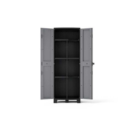 Armoire haute multi-usage en polypropylène 3 étagères gris et noir l.65 x H.180 x p.39 cm