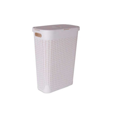 Panier à&nbsp; linge plastique cottage, blanc, 26.8 x 60 x 46.2 cm