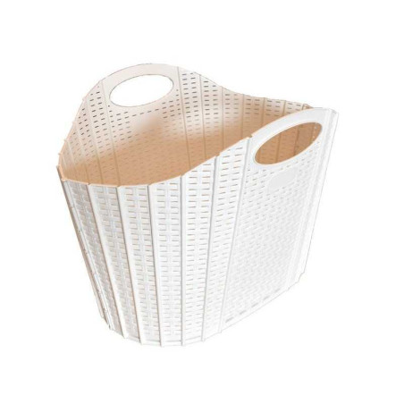 Panier à&nbsp; linge en polypropylène Cottage ,SENSEA, 40L l.54 X H.39 X P.37.5 cm beige