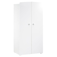 Armoire bébé Basic - Blanche - Boutons boule blanc - 2 portes - Babyprice