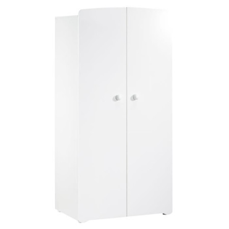 Armoire bébé Basic - Blanche - Boutons boule blanc - 2 portes - Babyprice