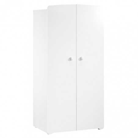 Armoire bébé Basic - Blanche - Boutons boule blanc - 2 portes - Babyprice