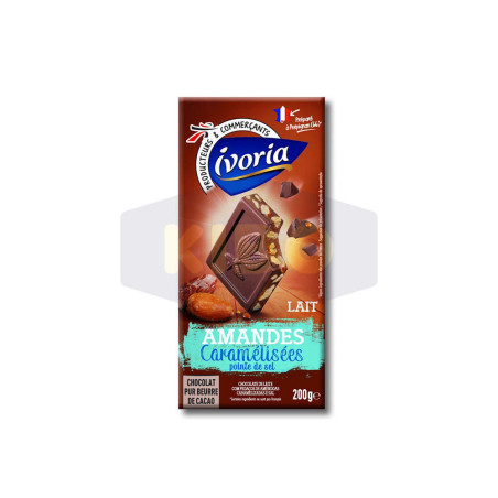 Tablette de chocolat amandes caramélisées salées 200g