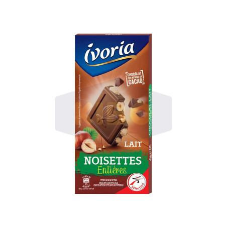 Tablette de chocolat au lait noisettes entières 200g