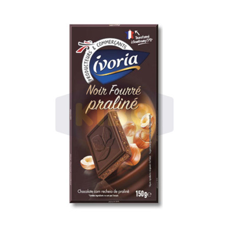 Tablette de chocolat noir fourré praliné 150g