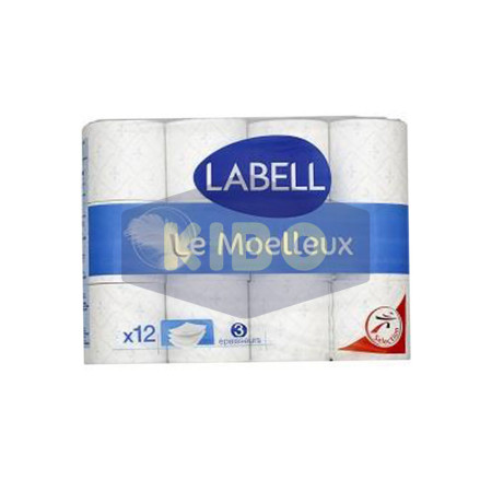 Papier toilette blanc 3 plis le moelleux 12 rouleaux