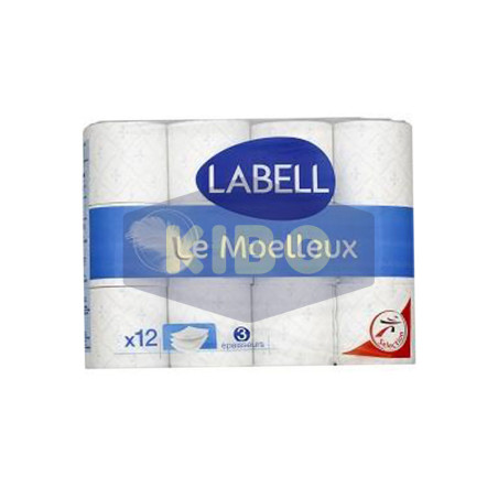 Papier toilette blanc 3 plis le moelleux 12 rouleaux