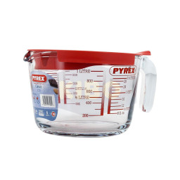 Mesureur en verre avec couvercle 1L