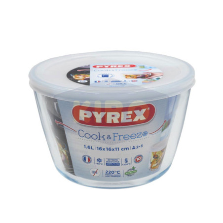 Plat rond en verre avec couvercle Cook & Freez 1,6L