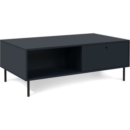 Table basse - CARACAS 55A - Bleu marine - 2 tiroirs, 2 niches - 110 x 40 x 60 cm