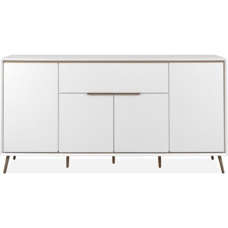 Buffet - ARONA 51B - Blanc / Chene artisan - 4 portes, 1 tiroir - 175 x 90 x 38 cm
