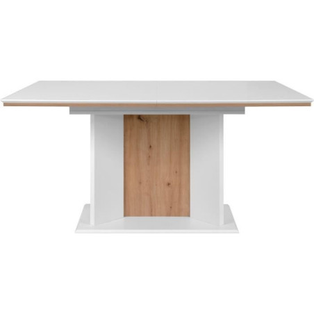 Table extensible - NOVARA - Rectangulaire - 10 personnes - 160/200 x 76 x 90 cm - Blanc / chene artisan
