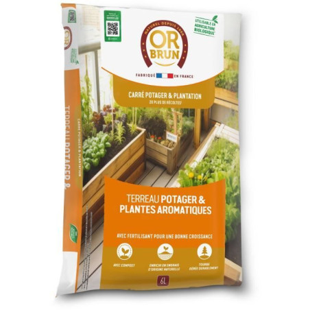 Terreau potager & Plantes aromatiques - OR BRUN - OBRTARO6U - 6L - Croissance rapide