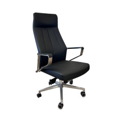 Chaise de bureau pivotante dossier haut accoudoir en acier inoxydable