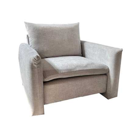 Canapé 1 place en tissu full kd avec cadre en bois + 1 coussin de dossier gris clair