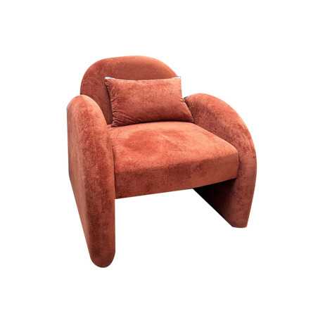 Fauteuil en tissu kd couleur terre cuite et 1 coussin de dossier