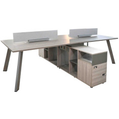 Bureau 4 partitions en bois 2800wx1200dx980h nordic grey oak