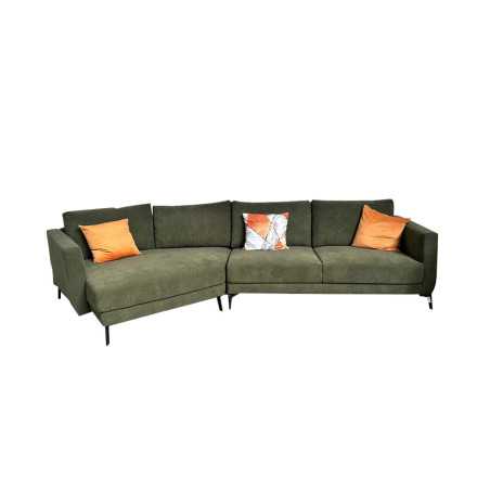 Salon d'angle tissu velours doux vert claire