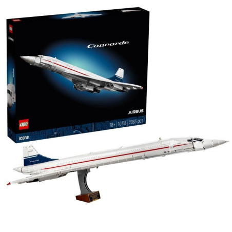 LEGO Icons Le Concorde, Maquette d'Avion a Construire pour les Adultes, Set de Véhicule d'Avion avec Détails Authentiques et 3