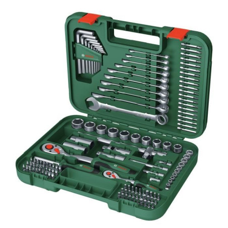 Bosch Set d'outils a main Advanced 132 pcs (pr tâches de fixation difficiles clés/clés mâles/cliquets/tournevis accessoires)