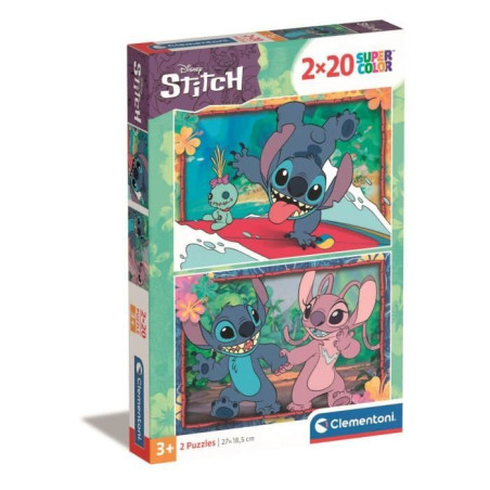 Puzzle - CLEMENTONI - Stitch - 2 puzzles de 20 pieces - Pour enfants a partir de 3 ans - Theme dessins animés