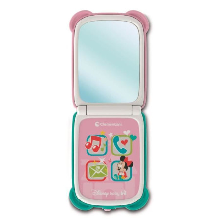 CLEMENTONI - Flip Phone - Minnie - Disney Baby - 4 touches - Jeu d'imitation avec lumieres et sons