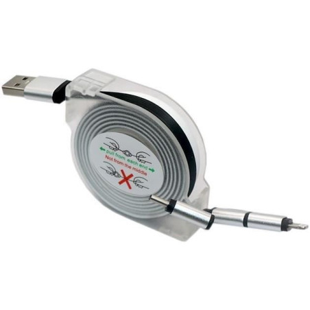 Enrouleur de câble USB - GAO - 3-en-1, 2m, charge rapide