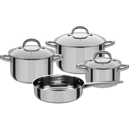 Batterie de cuisine 4 pcs - GSW - MONTREAL - 3 marmites et 1 poele - Induction - Acier inoxydable
