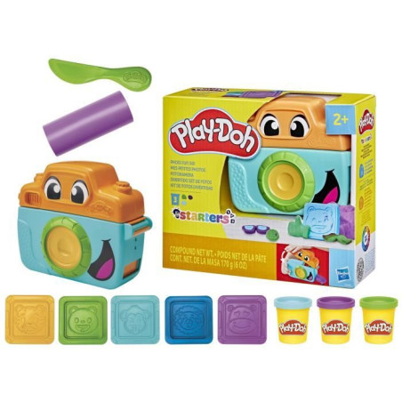 Play-Doh Mes petites photos Starters, pâte a modeler, caméra factice, 7&nbsp;accessoires et tapis d'activité, des 2&nbsp;ans