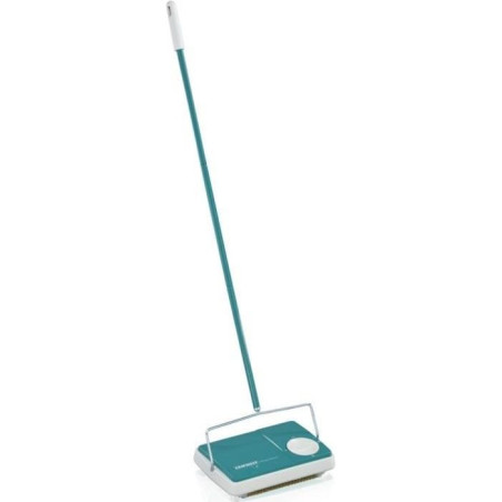 LEIFHEIT 11700 Balai mécanique Regulus turquoise, balayeuse sans fil ni électricité avec 3 brosses, idéal pour le balayage d
