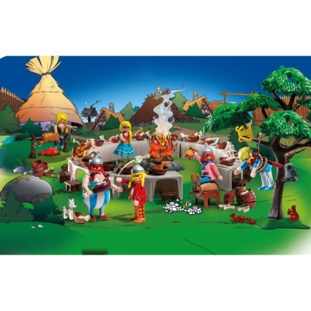 PLAYMOBIL 71827 Le banquet du village et personnage, 159 pieces, Personnages de la BD Astérix, Des 5 ans