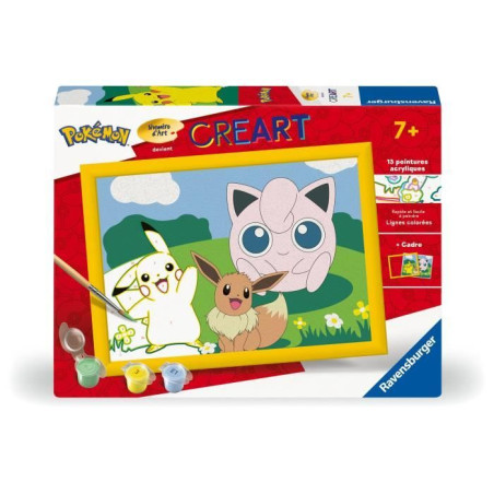 CreArt Kids 18x24cm Pokemon, Kit de peinture par numéros Numéro d'Art, Des 7 ans, 25839, Ravensburger