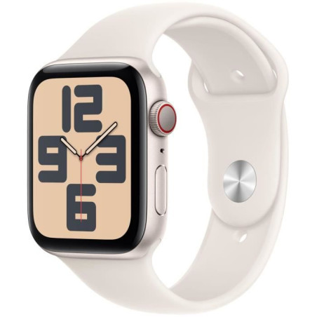 Apple Watch SE GPS + Cellular - 44mm - Boîtier Starlight Aluminium - Bracelet Starlight Sport Band - M/L