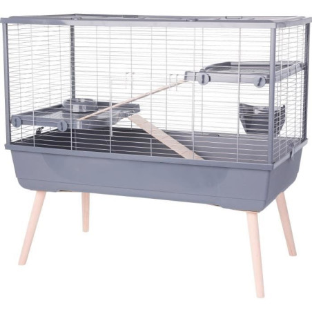 Cage rongeur surélevée - Zolux - Néolife - 2 étages pour lapin - 99 x 54 x 92 cm - Gris