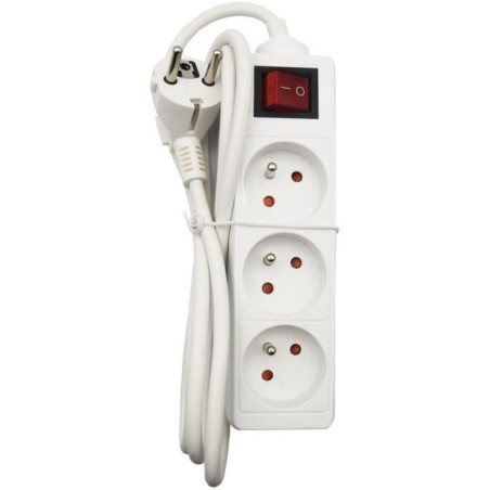 Bloc ménager - GAO - 3 prises 2P+T - Avec interrupteur, conforme NF
