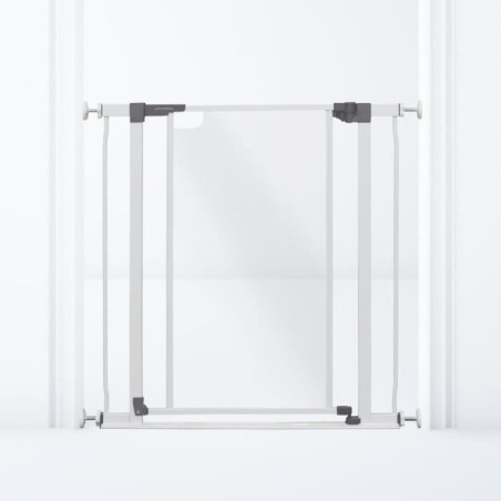 Barriere de sécurité a panneau transparent - DREAMBABY - Fonction maintien en position ouverte- Bas anti-chute - Blanc