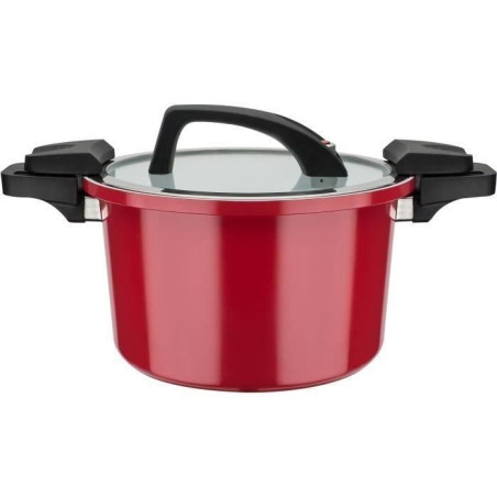 Cuiseur basse pression - GSW - 24 cm - 6 L - Aluminium forgé - Induction - Rouge